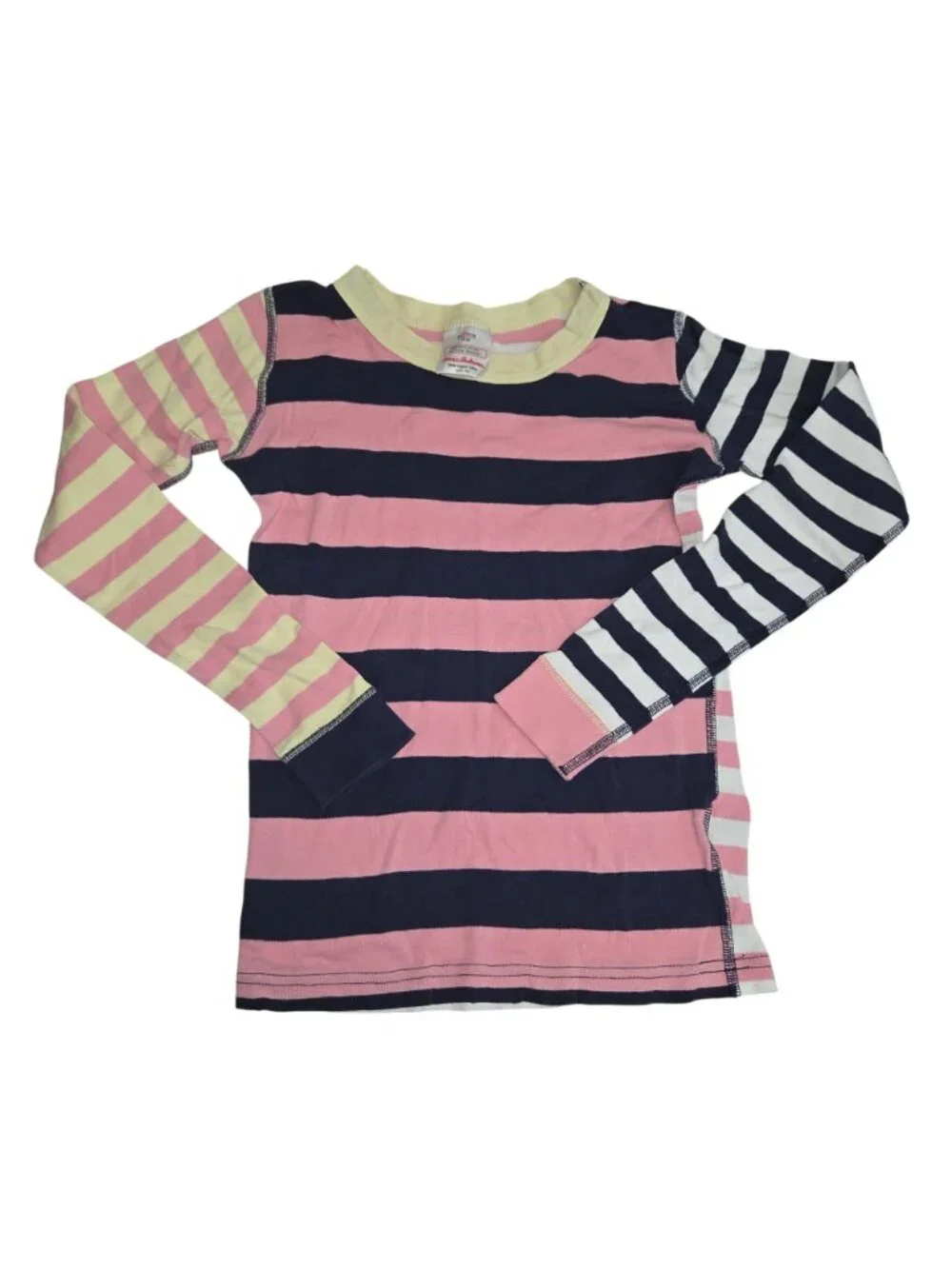 Hanna Andersson Kids Organic Cotton Striped Pajama Set US 10 Pink Navy Yellow Mu